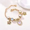 2025 Panjia Nuevo Más Vendido Hermoso Ojo de Gato Circonita Diamante Corazón Estrella Pulsera de Abalorios DIY Mayoreo