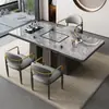 Conjunto Moderno de Mesa de Chá e Cadeiras em Pedra Sinterizada para Varanda de Casa Mesa de Café Sala de Estar Moderna Escritório Mesa de Chá Gongfu Conjunto Completo Integrado