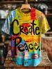 Venta caliente transfronteriza Crea Patrón de Arte de Paz Estampado Cuello Redondo Manga Corta Impresión Digital 3D Personalizado Una Pieza Al por Mayor