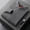 Cardigan masculino de boutique outono e inverno 2023 lã meia-idade e idosos lapela estilo pai moda casaco com zíper