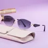 Gafas de sol poligonales de media montura de moda europea y americana 2026 para mujer, elegantes y a la moda, con protección UV, adecuadas para ventas transfronterizas