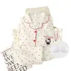 Pijama para Mujer con Almohadillas en el Pecho, Delgado de Algodón Nube para Primavera y Otoño, Manga Larga, Lindo Estilo Japonés, Dibujo de Niña, Conjunto de Ropa para Casa