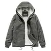 Casaco masculino acolchoado de algodão para outono e inverno, jaqueta masculina com capuz plus size, jaqueta acolchoada de algodão quente com zíper, casual esportiva com capuz, forrada de fleece