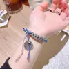 Pulseira Flor Fantasma da Montanha Azul Marinho Moedas dos Cinco Imperadores Pulseira Tecida à Mão Design Étnico para Homens e Mulheres Presente