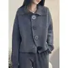 Casaco Cardigan de Tricô Laranja Abóbora com Lapela Feminino Outono Inverno Retrô Francês Solto Europeu