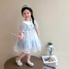 Versão Coreana do Vestido Elsa que Acende para Dia das Crianças, Novo Modelo Verão 2026, Vestido Princesa Elsa de Rede para Performance, Roupa Infantil