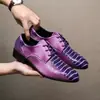 Zapatos de vestir de cuero con cordones y punta fina para hombre de talla grande transfronterizos 40-50 zapatos casuales de cuero para hombre a la moda con rayas sin cordones