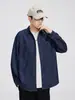 Ropa para Hombre Fengshe / Camisa de Mezclilla Casual para Hombre 2025 Otoño/Invierno Ropa de Trabajo Vintage Estilo Francés Camisa Relajada de Manga Larga