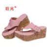 Juyuan En Stock Verano 2026 Nuevos Zapatos para Mujer, Talla Grande, Comercio Exterior, Estación Independiente de Wish, Chanclas con Cuña para Mujer, Suela Ligera