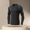 Macacão de Inverno Masculino Manga Longa Veludo Secagem Rápida Fitness Corrida Treinamento Top Esportivo Outono e Inverno Conjunto de Equipamento Quente