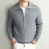 Suéter Grueso de Punto Trenzado con Cremallera Estilo Old Money, Suéter Vintage, Versátil Casual, Cálido y Cómodo, Moderno
