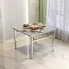 Mesa Dobrável de Aço Inoxidável Extra Grossa para Mesa de Jantar Doméstica, Restaurante, Barraca de Mercado Noturno Comercial, Mesa de Churrasco, Canto Curvo Dobrável