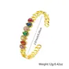 Distrito de Lu novo joia de zircônia colorida com incrustação de cobre em formato de gota moda europeia e americana luxo pulseira aberta feminina atacado