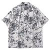 Camisa Floral Nueva para Hombre 2022 Estilo Coreano Suelta Moda Estampada Estilo Playa Solapa Casual Manga Corta Comercio Exterior