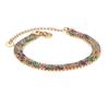 Pulseira com Inlay de Aço Inoxidável Comércio Exterior Europeu e Americano Popular Artesanal DIY Joias Pulseira Zircônia Colorida Garra Diamante Pulseira Colorida
