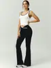 Pantalones de Yoga, Ajustados, de Secado Rápido, Ligeramente Acampanados, Pantalones de Pierna Ancha de Cintura Alta Cruzados, Hermoso Top sin Mangas para Espalda, Conjunto de Yoga para Fitness, Transpirable y de Secado Rápido