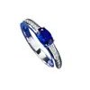 Anillo de Plata S925 Mu Jing Modelo Nuevo Zafiro Cultivado Ovalado de 4*6 mm para Mujer, Diario Exquisito Moda Versátil Estilo Ins
