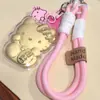 Oro 999 Oro Puro Gato de la Suerte Dibujo Animado Tema Gato Kt Cadena para Teléfono Correa Llavero Colgante para Bolso Precio de Mayoreo