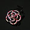 Red de Internet Cabeza de Diamante Rojo Tocado Pin de Tres Dientes Pin de Pico de Pato Elegante Pinza para el Cabello Parte Trasera de la Cabeza Lateral Tocado de Flor de Rosa