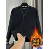 Sudadera simple y holgada para hombre para otoño e invierno, cuello redondo estilo americano, forrada de felpa, engrosada, lavada y desgastada, cálida, nueva prenda de moda