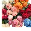 Rosa redonda de borde tostado de 7 cabezas rosa redonda de borde tostado de 2 cabezas comercio exterior mayoreo flor artificial decoración de ventana para el hogar flor de seda