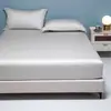 Sábana Bajera Ajustada de Tencel de Color Sólido, Pieza Única de Lyocell, Protector de Colchón Enfriador para Dormir Desnudo, Sábana de Cama de Cobertura Total, Ropa de Cama Antideslizante