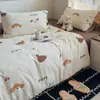 Desenho Animado Fofo Adorável Cachorro Pet Conjunto de Roupa de Cama de Algodão Puro Quatro Peças Todo Algodão Dormitório Estudantil Capa de Edredom Lençol de Cama Conjunto de Roupa de Cama Três Peças