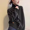 Suéter de Punto Cardigan Estilo Coreano, Sencillo y a la Moda, con Cuello de Solapa, de Botones al Frente, Estilo Relajado, Cálido, Versátil, Top Casual de Corte Holgado