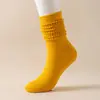 Em estoque Meias Amazon Femininas Cano Longo Outono e Inverno Espessadas terry Stouch socks Bolha Amontoada Meias para Panturrilha
