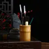 Directo de Origen Portaplumas de Bambú Natural y Madera Cubo Redondo Retro para Bolígrafos Estilo Chino Decoración de Oficina Estudio Caja de Almacenamiento