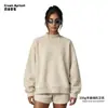 Sudadera de otoño e invierno para mujer, cuello medio alto, peso pesado de 350 g, forro polar, marca de tendencia estilo americano, corte holgado, hombros caídos, sudadera de cuello alto pequeño para mujer