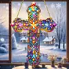 Atrapasol de Vidrio de Colores Acrílico Transfronterizo Estilo Cruz Decoración de Patio Decoración Festiva Regalo Religioso