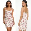 Camisón de Noche de Verano de Venta Caliente Transfronterizo, Nuevo Estilo Europeo, Americano y Ruso para Mujer con Estampados Irregulares, Sexy, a la Moda y Ceñido