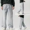 Jeans masculino estilo de rua americano retrô cleanfit solto de perna reta, calça de perna larga de alta qualidade com um visual casual fluido