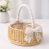Cesta tejida rústica de mano para flores frescas y secas, macetero de ratán y mimbre impermeable, cesta de almacenamiento para picnic, cesta para fotos de niña de las flores