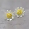 Brincos de Prata Esterlina S925, Brincos de Girassol e Margarida Modernos e Elegantes, Atacado Brincos de Joias de Prata Exquisitos Estilo Coreano