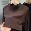 2025 Nova Moletom Masculino de Outono com Gola Alta e Manga Longa Casual Versátil Veludo Alemão Camiseta Top Térmico Camada Base
