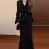 Traje de Duas Peças Elegante e de Alta Qualidade para Menina Rica com a Elegância de uma Senhora Madura, um Conjunto Completo para Primavera e Outono Que É Super Estiloso e Bonito