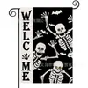 Bandera de Jardín de Halloween Más Vendida de Amazon con Estampado de Calavera Material de Lino Decoración de Fiesta Americana Bandera de Jardín