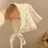 Bufanda Triángulo de Encaje Tejido Francés con Flores, Pañuelo para la Cabeza Estilo Retro Japonés, Cinta para la Cabeza, Bufanda Pequeña Versátil, Accesorios para Fotos