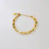 L139 Pulsera de Acero Inoxidable Hecha a Mano con Cadena Estilo Europeo y Americano Oro de 18 Quilates Pulsera de Metal para Mujer
