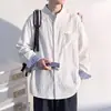 En stock, nuevo estilo otoño 2026, chaqueta casual para hombre de talla grande, a cuadros, con puños, cuello alto, suelta, delgada, manga larga