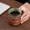 Taza de café cocida en horno con patrón de bambú, taza de cerámica, taza personal, taza de mano, taza de té para oficina, taza para latte art