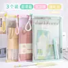 Bolsa de Archivo Transparente A4 Macaron Gran Capacidad Puede Caber Libro de Texto Cremallera Mochila Estudiante Bolsa de Almacenamiento Impermeable Engrosada