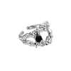 Anillo Estilo Coreano Estilo ins Diseño Femenino Sentido del Diseño Nicho Diamante Negro Apertura Irregular Alto Sentido Estilo Frío Anillo Joyería