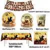 Cowboy Ocidental cowboy Decoração de Aniversário adereços Toalha de mesa Bandeirola Puxar Bandeira Espiral Louça Descartável Copos de Papel Pratos de Papel Guardanapos de Papel