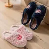 Chinelos de Algodão Desenho Animado Feminino Inverno Fofos Sola Grossa Para Casa Interior Uso Externo Meio Cobertos Fluffy Chinelos de Algodão Casal Masculino Inverno
