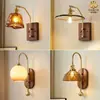 Lámpara de pared de cristal minimalista para mesita de noche de dormitorio, luz decorativa para sala de estar, pasillo de color nogal estilo mediados de siglo, pasillo, lámpara de pared para escalera