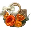 Bolso Tejido de Paja Floral Hecho a Mano para DIY con Materiales de Flores Artificiales, Bolso de Mano para Actividades de Team Building y Calentamiento, Bolso de Mano Pequeño