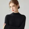Suéter de tricô de alta qualidade para mulheres, outono/inverno 2026, com gola semi-alta, design canelado, corte justo e estilo versátil como peça de base.